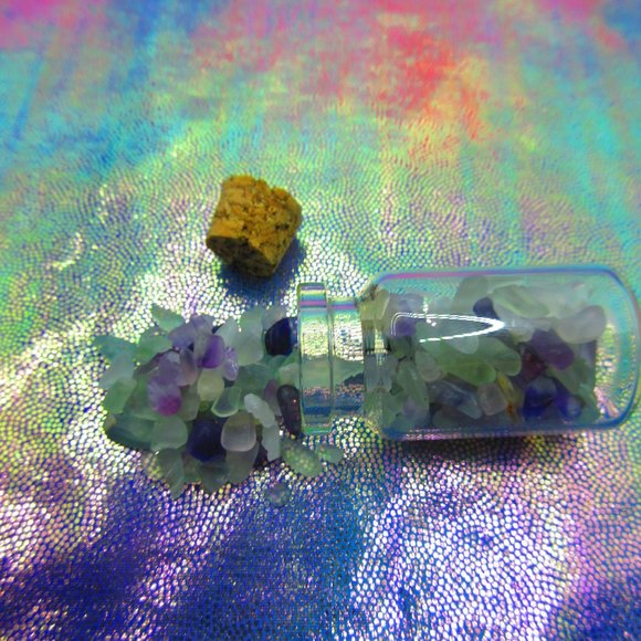 Fluorite Gemstone Chips In A Bottle Embellishments Natural Semi Precious - Picture 2 of 3